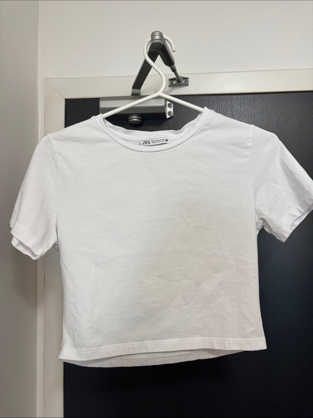 Zara White Cotton Crewneck Tee